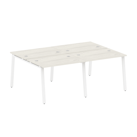 Рабочая станция на 4 рабочих места на А-образном м/к Metal System Style БА.СМ-4.1 2000x1475x750 (Дуб наварра/Белый металл)