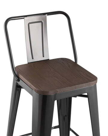 Стул полубарный TOLIX WOOD со спинкой черный глянцевый (Стул полубарный Tolix черный глянцевый)