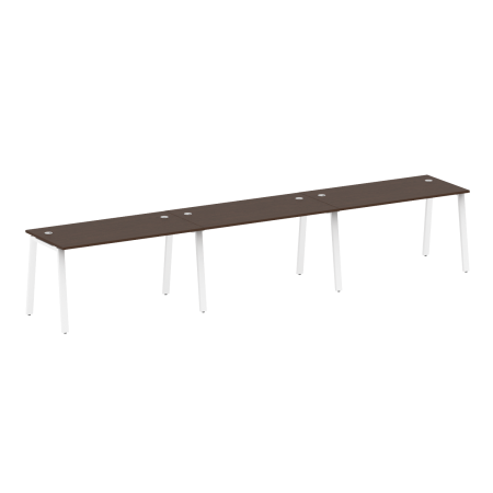 Рабочая станция на 3 рабочих места на А-образном м/к Metal System Style БА.СМ-3.3 4200x720x750 (Венге Цаво/Белый металл)