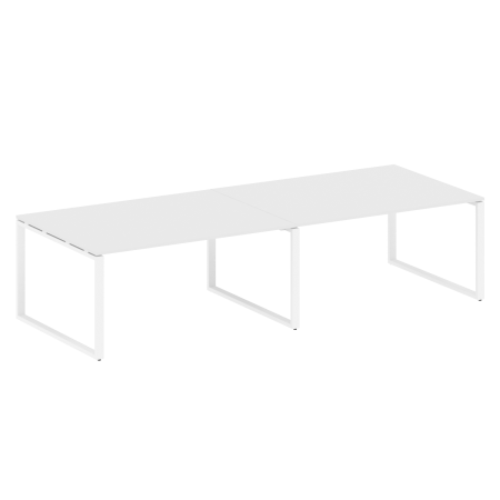 Переговорный стол 2 столешницы Metal System Style БО.ПРГ-2.4 3200x1235x750 (Белый/Белый металл)