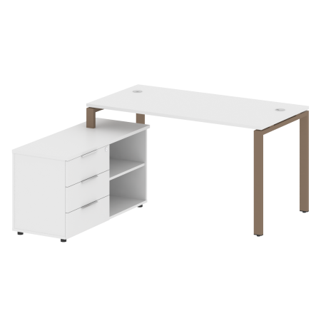 Рабочая станция с опорной тумбой левая Metal System Style БП.РС-СТС-2.3 Л 1500x1520x750 (Белый/Мокко металл)