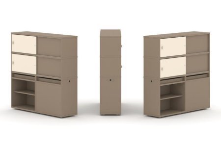 Тумба двойная + высокая надставка ES.NB.2V-23 (1500х410х1520) (Латте/Сатин)