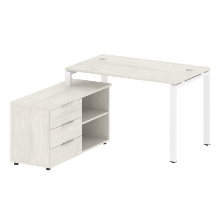 Рабочая станция с опорной тумбой левая Metal System Style БП.РС-СТС-2.2 Л 1300x1520x750 (Дуб Наварра/Белый металл)