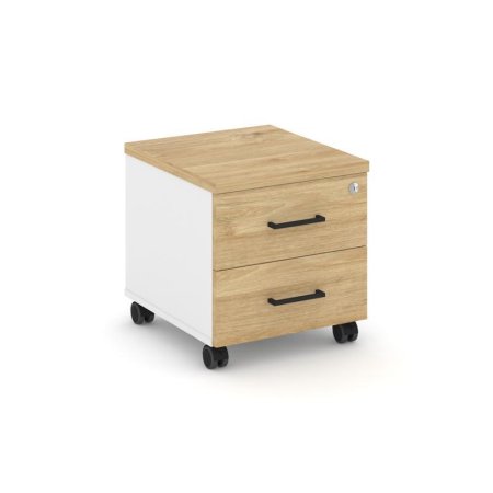 Тумба мобильная 2 ящика стандартные колеса SN.TM-001 (416х460х437) (Белый/Тиквуд Светлый)