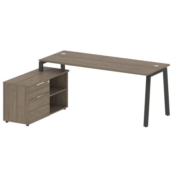 Рабочая станция с тумбой на А-образном м/к Metal System Style БА.РС-СТС-2.5 (L) 1900x1520x750 (Вяз/Антрацит металл)