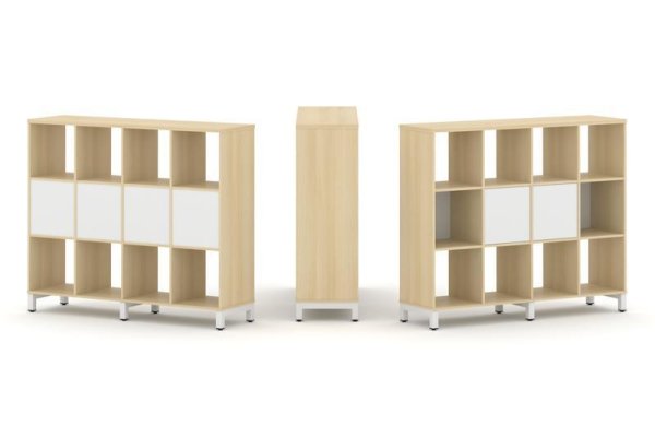 Набор стеллажа 1 сторонний, 3 яруса SN.NS-341 (1488х400х1248) (Акация Лорка/Белый/Металл Белый)