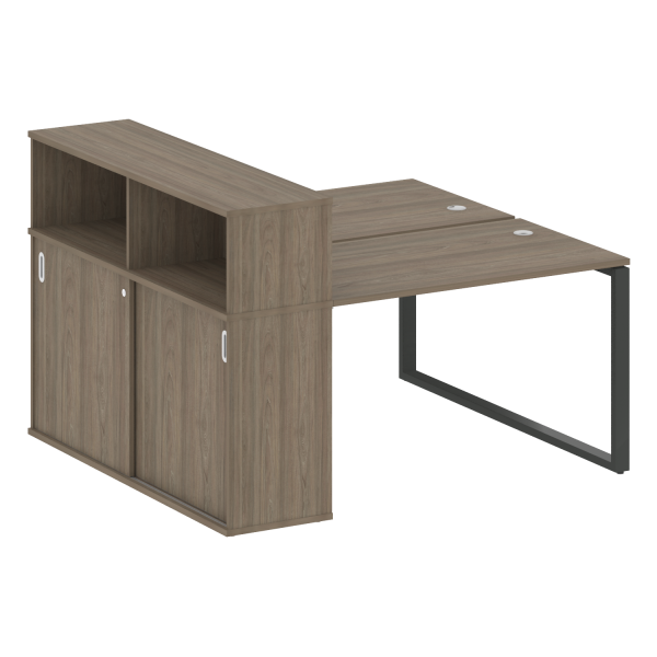 Рабочая станция с шкафом-купе на О-образном м/к Metal System Style БО.РС-СШК-2.2 Т 1610x1475x1098 (Вяз/Антрацит металл)