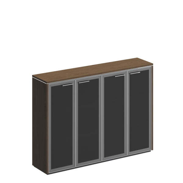 Шкаф для документов средний со стеклянными дверями Velar ВЛ 323 ДТ 1830x410x1320 (Дуб табачный)