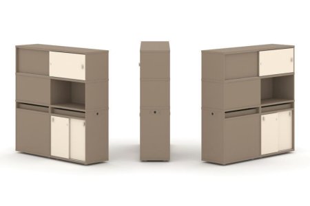 Тумба двойная + высокая надставка ES.NB.2V-32 (1500х410х1520) (Латте/Сатин)