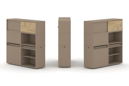 Тумба двойная + высокая надставка ES.NB.2V-28 (1500х410х1520) (Латте/Тиквуд Светлый)