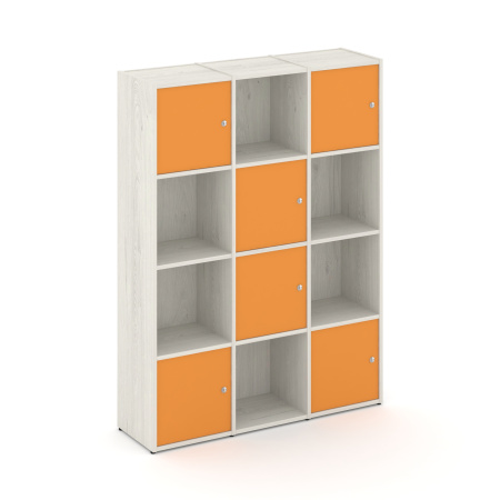 Стеллаж Locker Plus LK.K-006 1188x350x1593 (Дуб Наварра | Оранжевый)