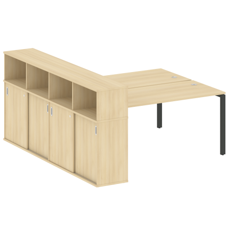 Рабочая станция с опорным шкафом-купе Metal System Style БП.РС-СШК-4.4 2010x2332x1098 (Акация/Антрацит металл)