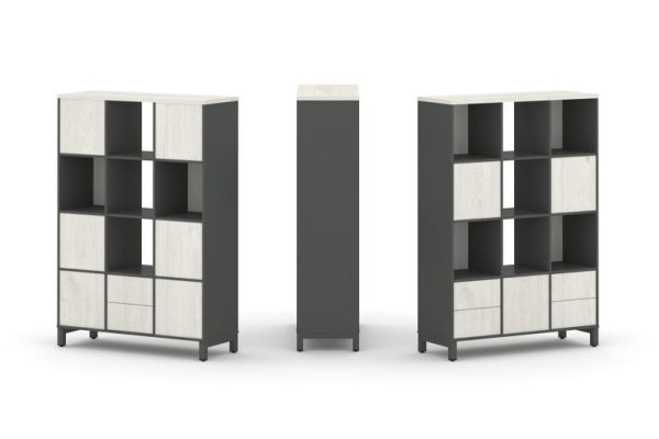 Набор стеллажа 2-х сторонний, 4 яруса SN.NSD-431 (1121х400х1615) (Антрацит/Дуб Наварра/Металл Антрацит) Набор стеллажа 2-х сторонний, 4 яруса SN.NSD-431 (1121х400х1615) (Антрацит/Дуб Наварра/Металл Антрацит)