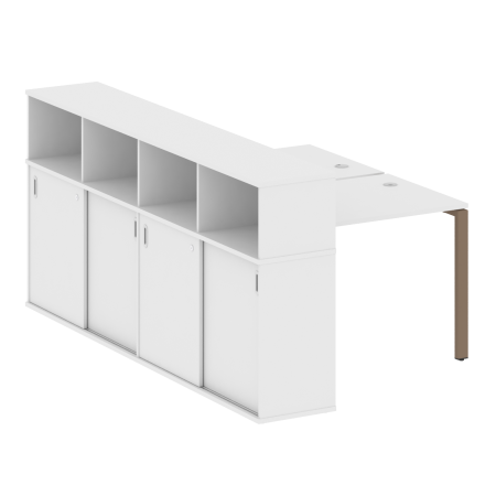 Рабочая станция с опорным шкафом-купе Metal System Style БП.РС-СШК-4.1 1410x2332x1098 (Белый/Мокко металл)