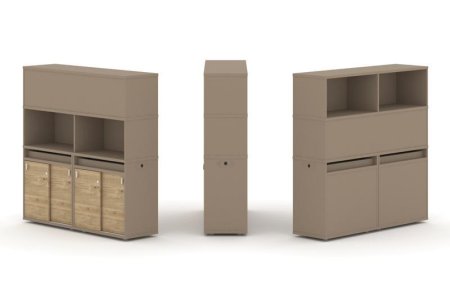 Тумба двойная + высокая надставка ES.NB.2V-7 (1500х410х1520) (Латте/Тиквуд Светлый)