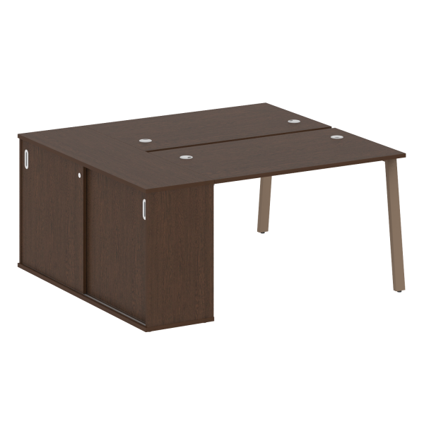 Рабочая станция с шкафом-купе на А-образном м/к Metal System Style БА.РС-СШК-1.2 Т 1610x1475x750 (Венге Цаво/Мокко металл)