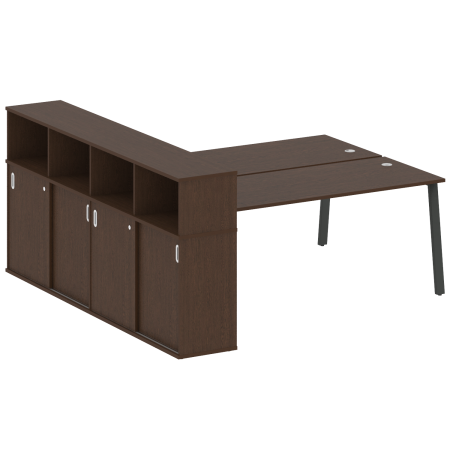 Рабочая станция с шкафом-купе на А-образном м/к Metal System Style БА.РС-СШК-4.5 Т 2210x2332x1098 (Венге Цаво/Антрацит металл)