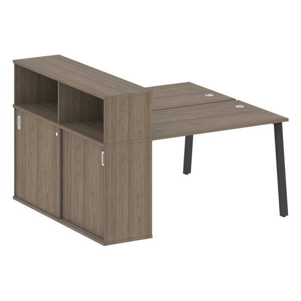 Рабочая станция с шкафом-купе на А-образном м/к Metal System Style БА.РС-СШК-2.2 Т 1610x1475x1098 (Вяз/Антрацит металл)