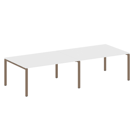Переговорный стол 2 столешницы Metal System Style БП.ПРГ-2.4 3200x1235x750 (Белый/Мокко металл)