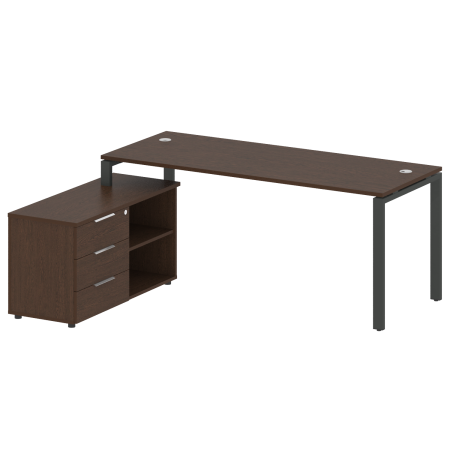 Рабочая станция с опорной тумбой левая Metal System Style БП.РС-СТС-2.5 Л 1900x1520x750 (Венге Цаво/Антрацит металл)