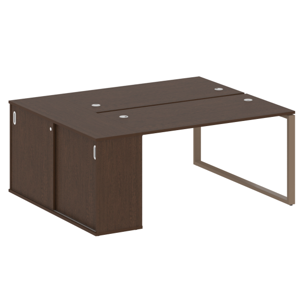 Рабочая станция с шкафом-купе на О-образном м/к Metal System Style БО.РС-СШК-1.3 Т 1810x1475x750 (Венге Цаво/Мокко металл)