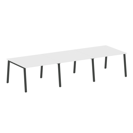 Стол для переговоров (3 столешницы) на А-образном м/к Metal System Style БА.ПРГ-3.2 3600x1235x750 (Белый/Антрацит металл)