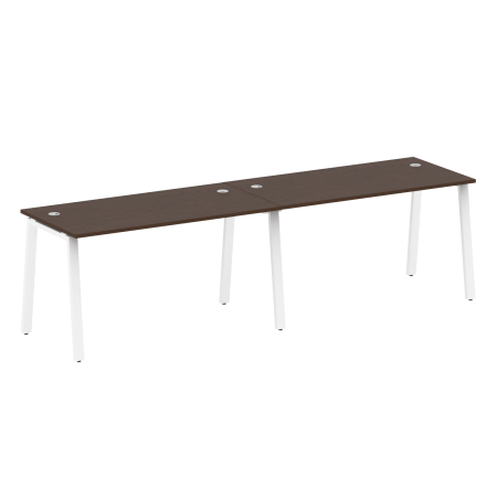 Рабочая станция на 2 рабочих места на А-образном м/к Metal System Style БА.СМ-2.3 2800x720x750 (Венге Цаво/Белый металл)