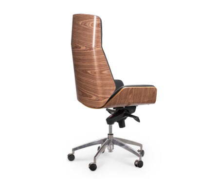 Кресло офисное / Патио / черная кожа / алюминиевая крестовина (Черный)