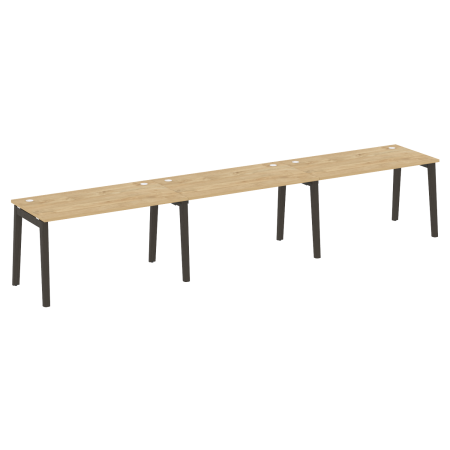 Рабочая станция на деревянных опорах Onix Wood OW.RS-3.3.7 4140x720x750 (Тиквуд Светлый/Дуб Темный)