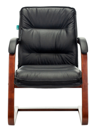 Кресло T-9927WALNUT-AV черный кожа полозья дерево коричневый (Черный) Кресло T-9927WALNUT-AV черный кожа полозья дерево коричневый (Черный)