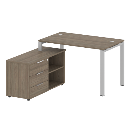 Рабочая станция с опорной тумбой левая Metal System Style БП.РС-СТС-2.2 Л 1300x1520x750 (Вяз/Серый металл)