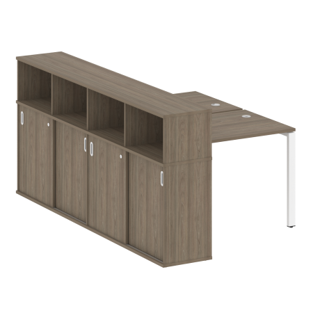 Рабочая станция с опорным шкафом-купе Metal System Style БП.РС-СШК-4.1 1410x2332x1098 (Вяз/Белый металл)