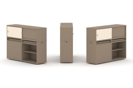 Тумба двойная + низкая надставка ES.NB.2N-14 (1500х410х1135) (Латте/Сатин)