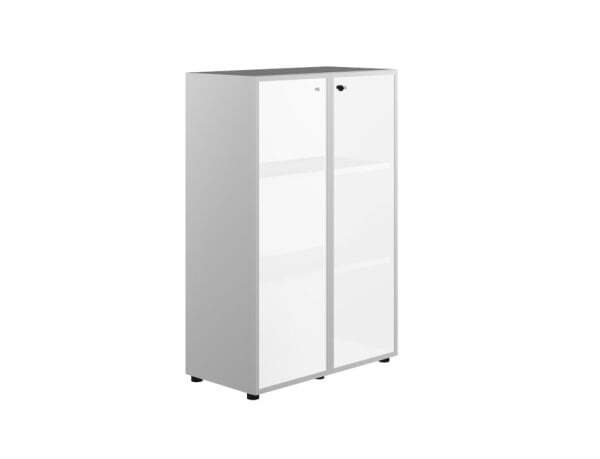 Шкаф средний со стеклом (стекло мокка + рама хром) Z2 IDEV86M K C 860x450x1310 (Орех каналетто)
