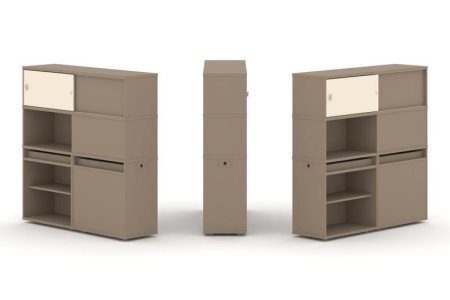 Тумба двойная + высокая надставка ES.NB.2V-29 (1500х410х1520) (Латте/Сатин)