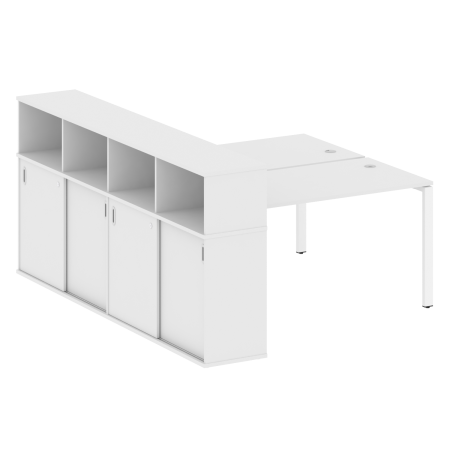 Рабочая станция с опорным шкафом-купе Metal System Style БП.РС-СШК-4.3 1910x2332x1098 (Белый/Белый металл)