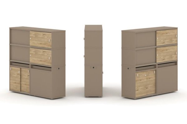 Тумба двойная + высокая надставка ES.NB.2V-26 (1500х410х1520) (Латте/Тиквуд Светлый)