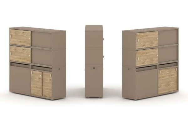 Тумба двойная + высокая надставка ES.NB.2V-27 (1500х410х1520) (Латте/Тиквуд Светлый)