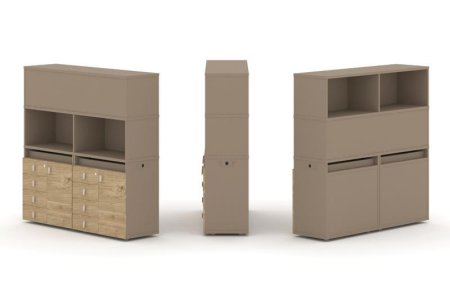 Тумба двойная + высокая надставка ES.NB.2V-4 (1500х410х1520) (Латте/Тиквуд Светлый)