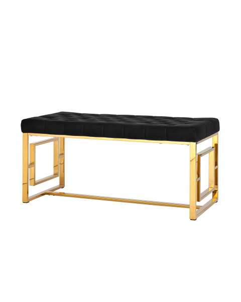Банкетка-скамейка БРУКЛИН велюр черный сталь золото (Банкетка Бруклин черный)