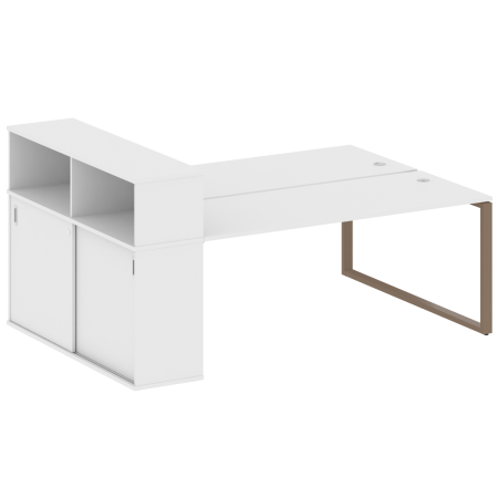 Рабочая станция с шкафом-купе на О-образном м/к Metal System Style БО.РС-СШК-2.5 Т 2210x1475x1098 (Белый/Мокко металл)