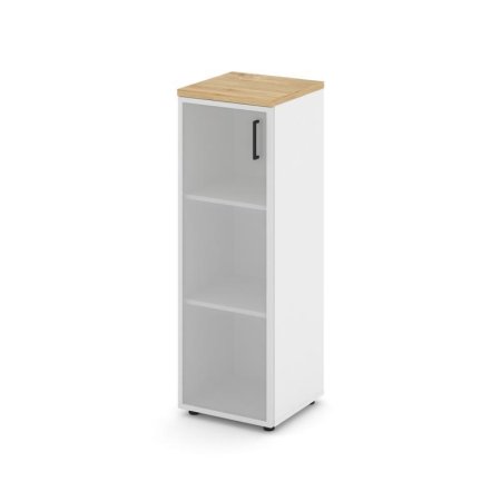 Шкаф средний узкий SN.STU-206(L) (400х400х1203) (Белый/Тиквуд Светлый/Сатин)