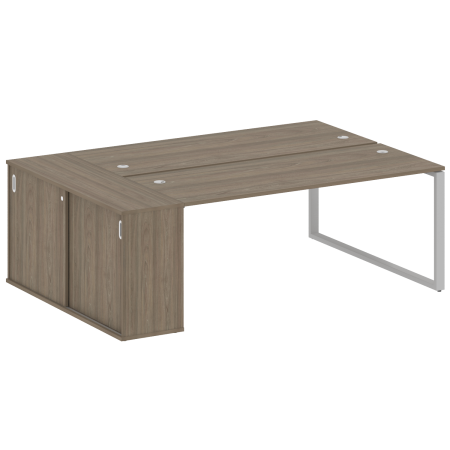 Рабочая станция с шкафом-купе на О-образном м/к Metal System Style БО.РС-СШК-1.5 Т 2210x1475x750 (Вяз/Серый металл)