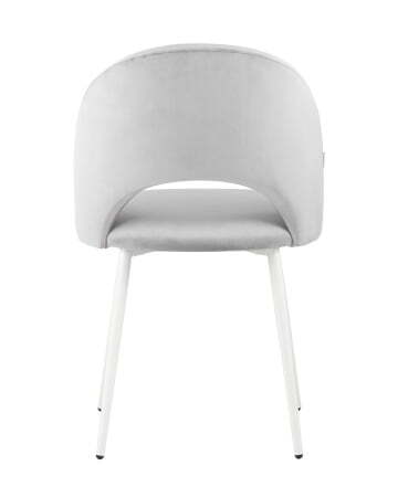 Стул Меган велюр светло-серый белые ножки (Стул Меган светло-серый)
