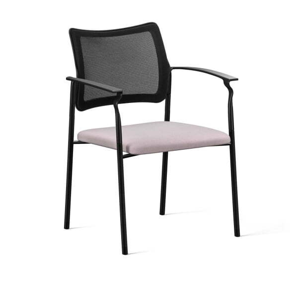 PINKO Mesh_black Кресло на 4-х опорах с подлокотниками (Черный/Серый/Черный)