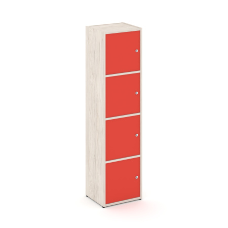 Стеллаж Locker Plus LK.K-004 408x350x1593 (Денвер Светлый | Красный)