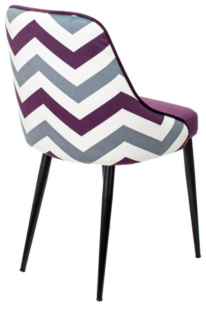 Стул для кухни KF-5 фиолетовый зигзаг металл черный на ножках (KF-5/ZIG/VIOLET) (Фиолетовый)