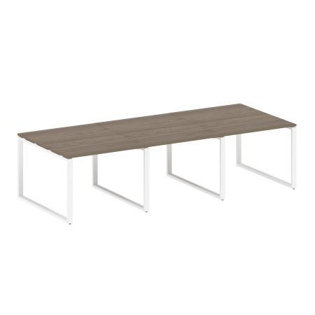 Переговорный стол 3 столешницы Metal System Style БО.ПРГ-3.1 3000x1235x750 (Вяз/Белый металл)