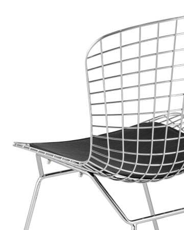 Стул обеденный Bertoia хромированный с черной подушкой (Стул кухонный Bertoia серебристый) Стул обеденный Bertoia хромированный с черной подушкой (Стул кухонный Bertoia серебристый)
