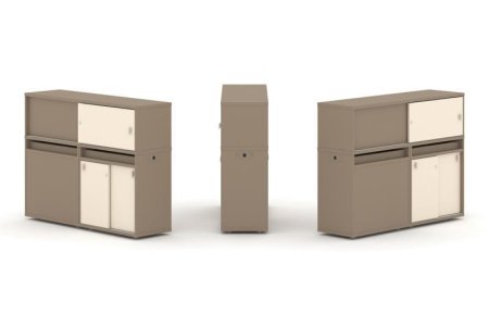 Тумба двойная + низкая надставка ES.NB.2N-21 (1500х410х1135) (Латте/Сатин)